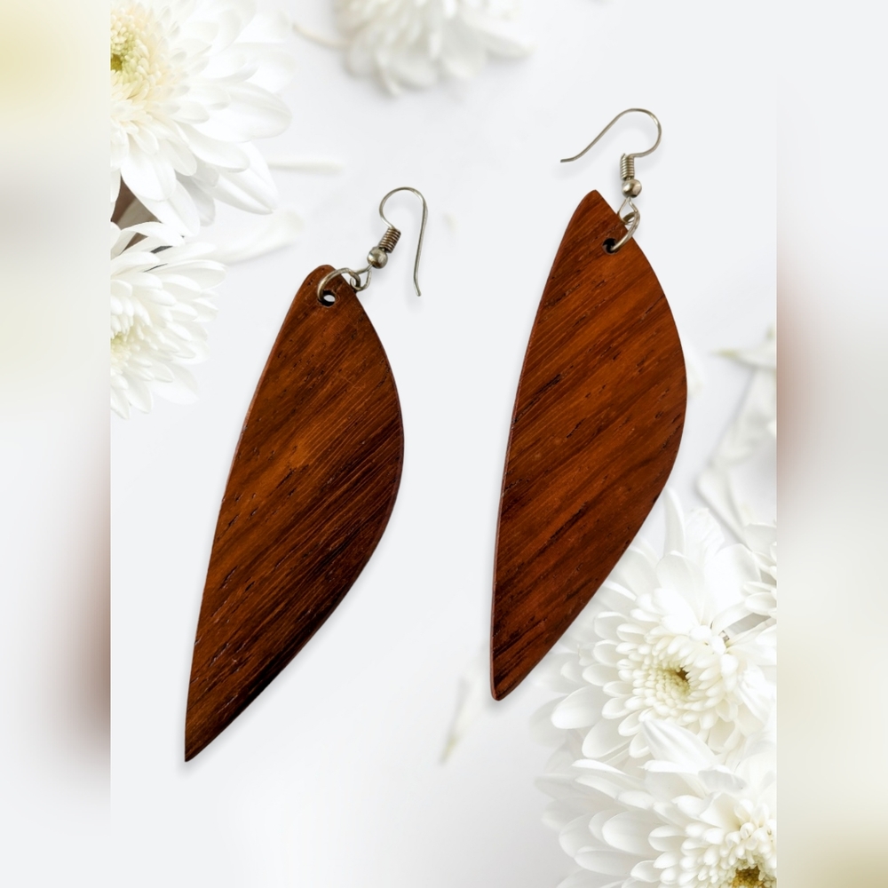 Handmade African wooden Earrings brown